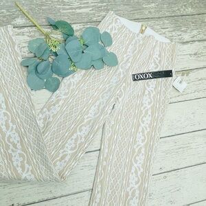 XOXO Nude Y2K Lace Flare Leg Pants